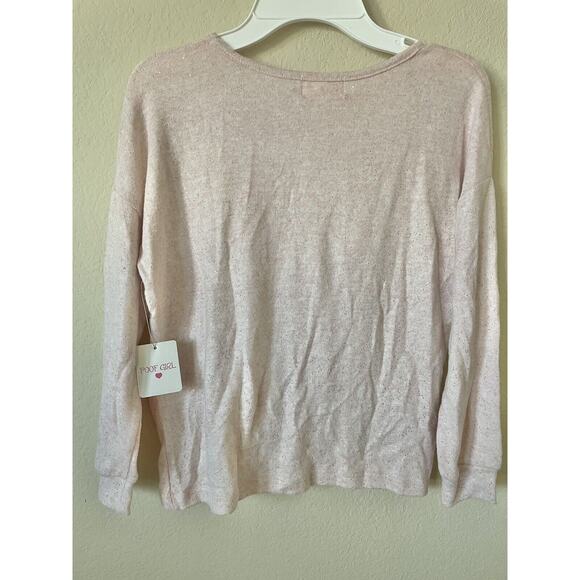 Poof Girl Mauve Pink Sparkle Reindeer Sequin Long Sleeve Sweater Top Size S - Picture 4 of 4